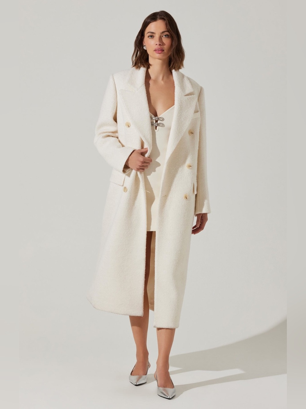 ASTR Morana Double Breasted Coat - Cream